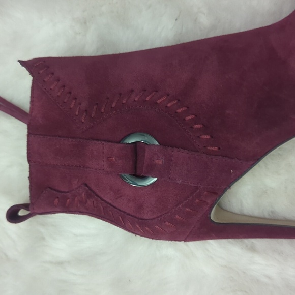 REBECCA MINKOFF Burgundy Suede Heel Booties ~ EUC - Picture 4 of 9